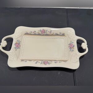 Lenox Bone China Floral Trinket Tray Detailed Handles Rare Vintage